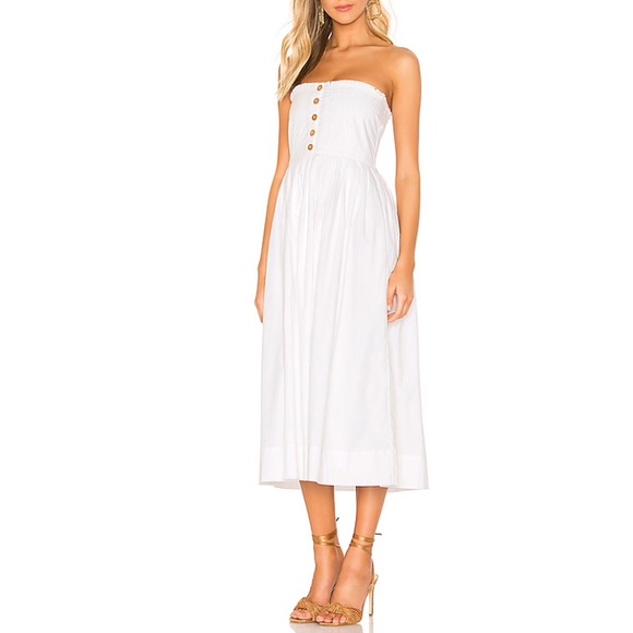 free people lilah cotton pleated strapless midi dress